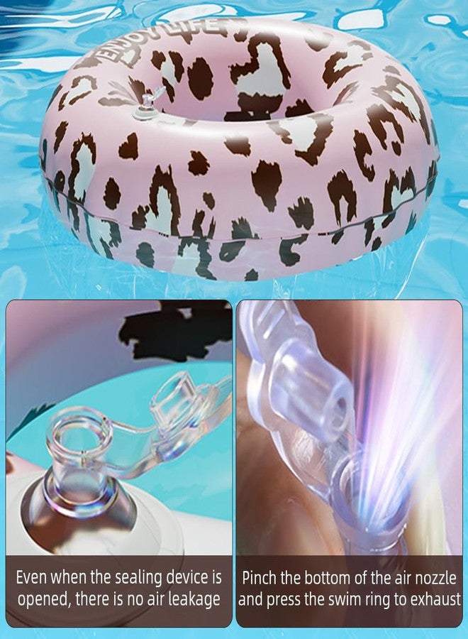 برو بيروس عوامة سباحة للكبار من بروبيروس®، ذاتية النفخ، قطر داخلي 34 سم، مصنوعة من مادة PVC، بتصميم عصري بنقشة جلد النمر الوردي، مناسبة للسباحة في الشاطئ أو المسبح. - Image 3